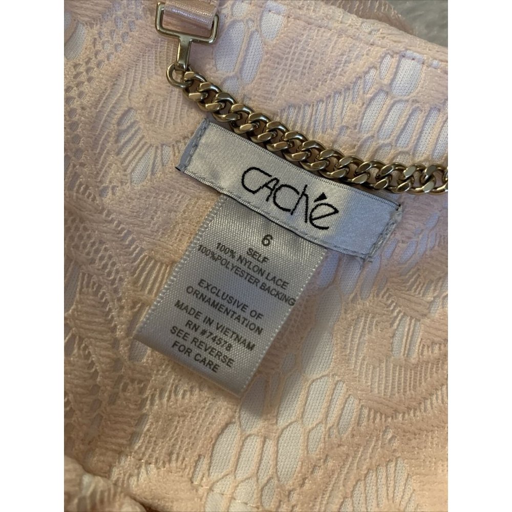 Cache Zipper Jacket Size 6 Peach White Lace Satin… - image 6